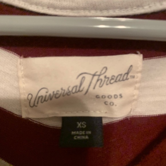 UNIVERSAL THREAD-Maroon Stripped Ruffle Sleeve Top - Picture 2 of 4